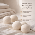 BABL LIFE Wool Dryer Balls 6 Pack XL, 3 Inch, 100% New Zealand Wool, Reusable Natural Fabric Softener for Towels and Bedding