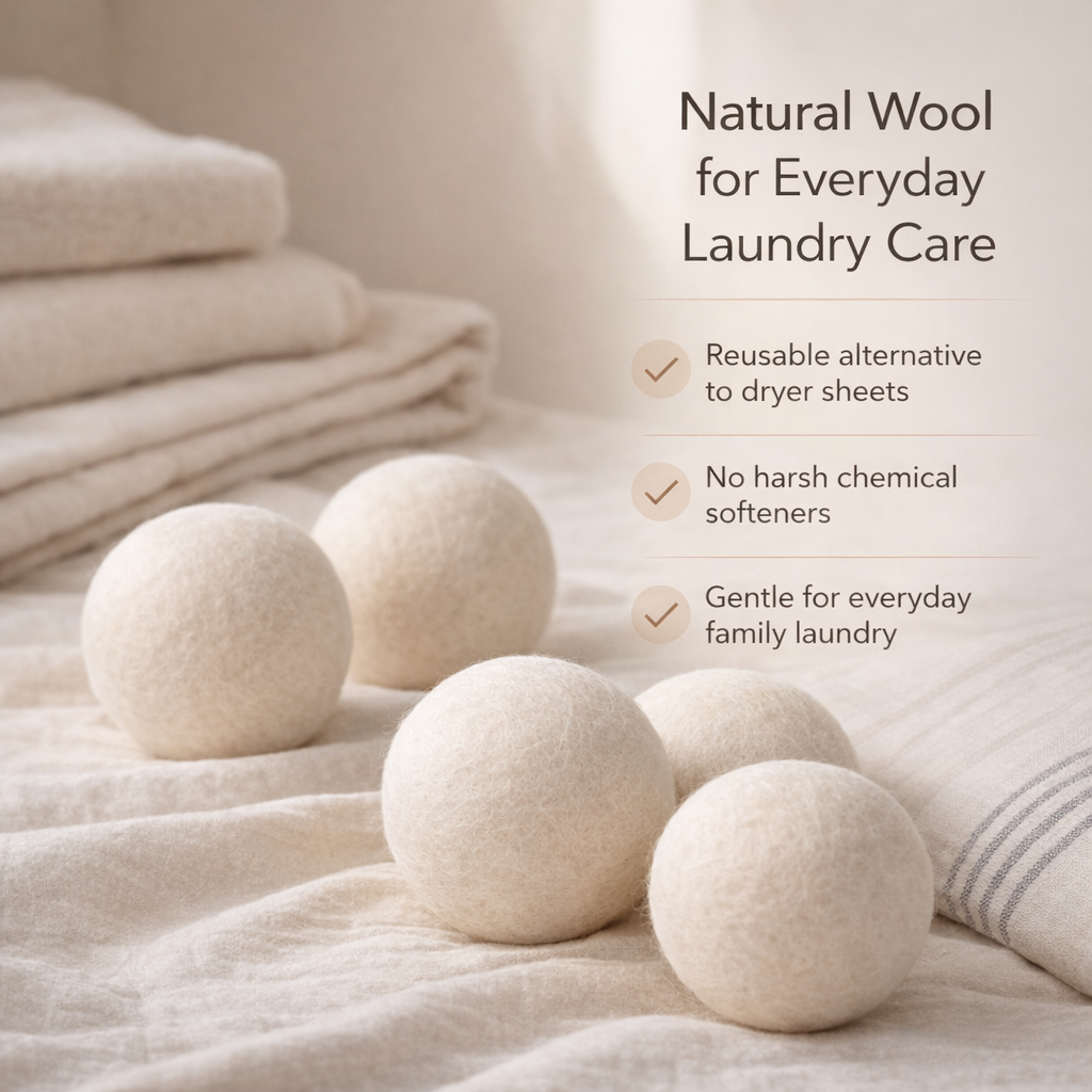 BABL LIFE Wool Dryer Balls 6 Pack XL, 3 Inch, 100% New Zealand Wool, Reusable Natural Fabric Softener for Towels and Bedding