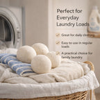 BABL LIFE Wool Dryer Balls 6 Pack, 2.6 Inch, 100% New Zealand Wool, Reusable Natural Fabric Softener for Everyday Laundry