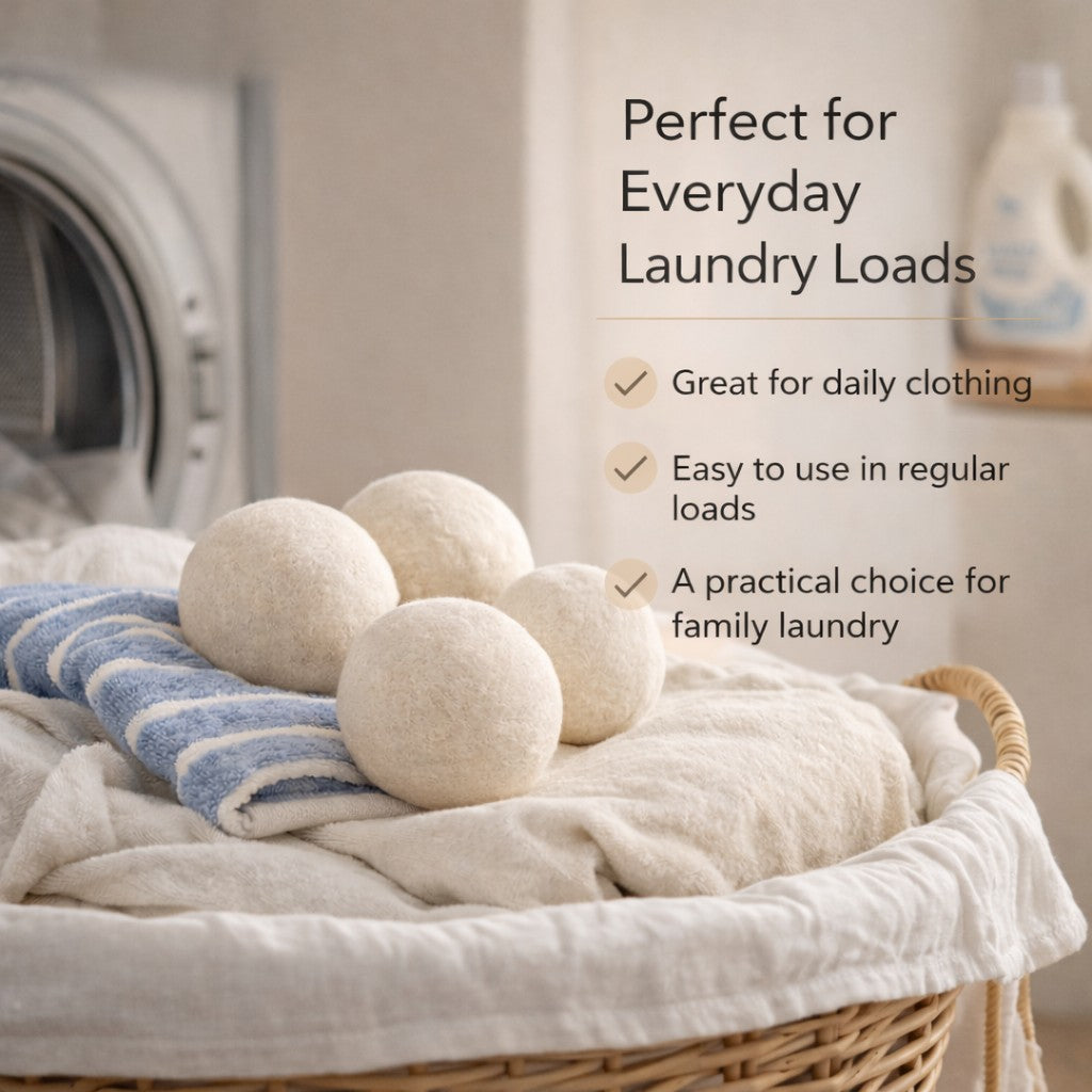 BABL LIFE Wool Dryer Balls 6 Pack, 2.6 Inch, 100% New Zealand Wool, Reusable Natural Fabric Softener for Everyday Laundry