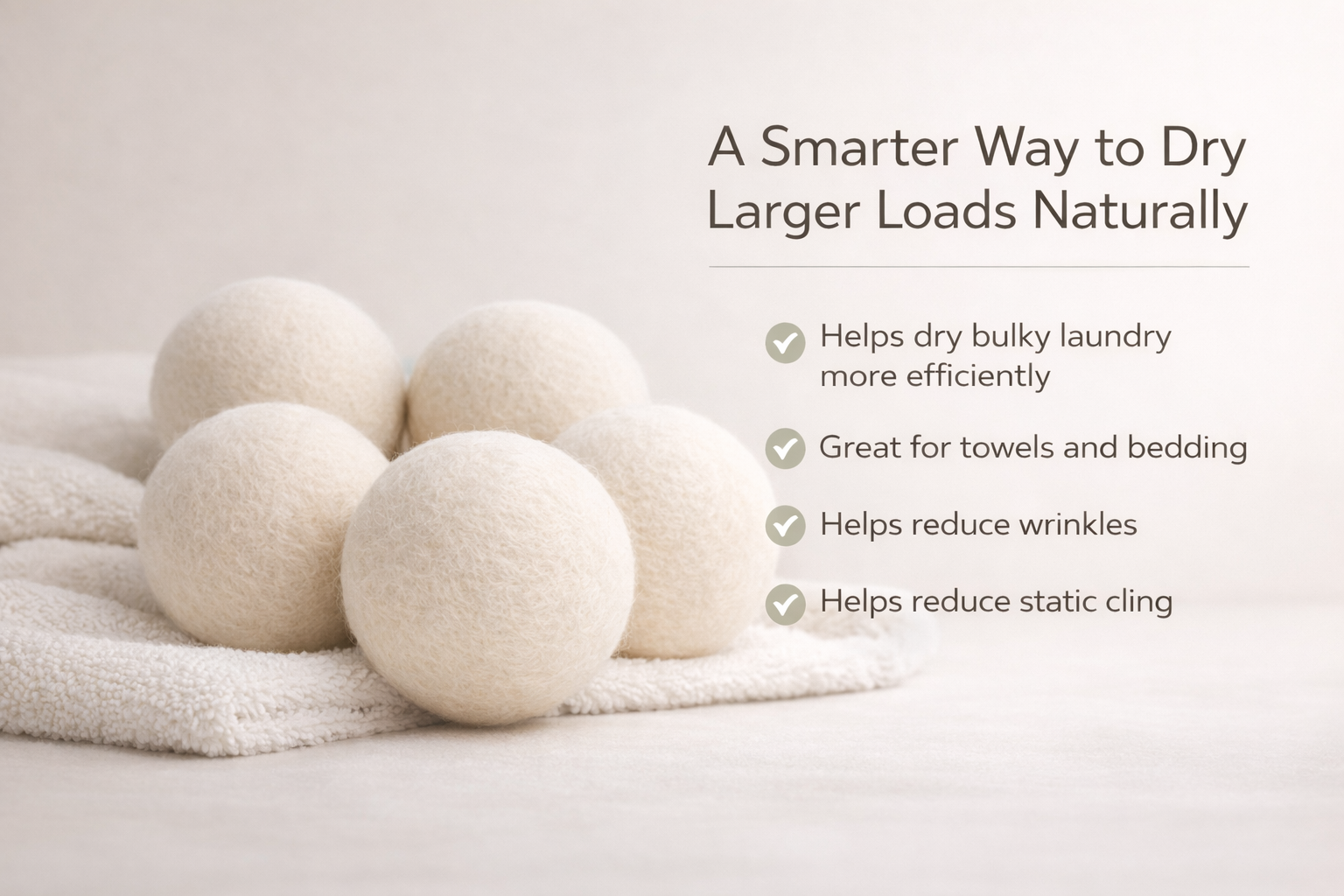 BABL LIFE Wool Dryer Balls 6 Pack XL, 3 Inch, 100% New Zealand Wool, Reusable Natural Fabric Softener for Towels and Bedding