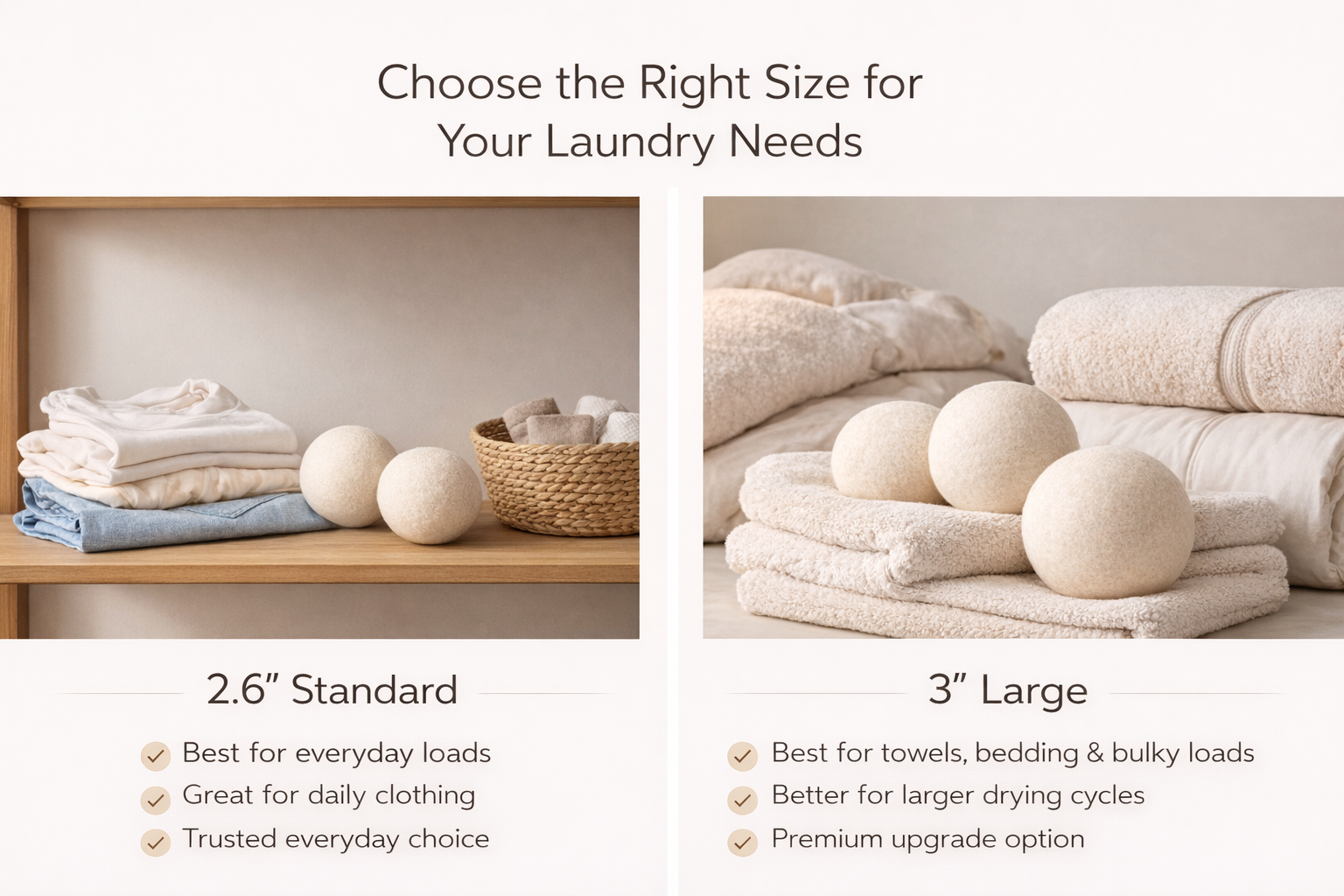 BABL LIFE Wool Dryer Balls 6 Pack XL, 3 Inch, 100% New Zealand Wool, Reusable Natural Fabric Softener for Towels and Bedding