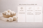 BABL LIFE Wool Dryer Balls 6 Pack XL, 3 Inch, 100% New Zealand Wool, Reusable Natural Fabric Softener for Towels and Bedding