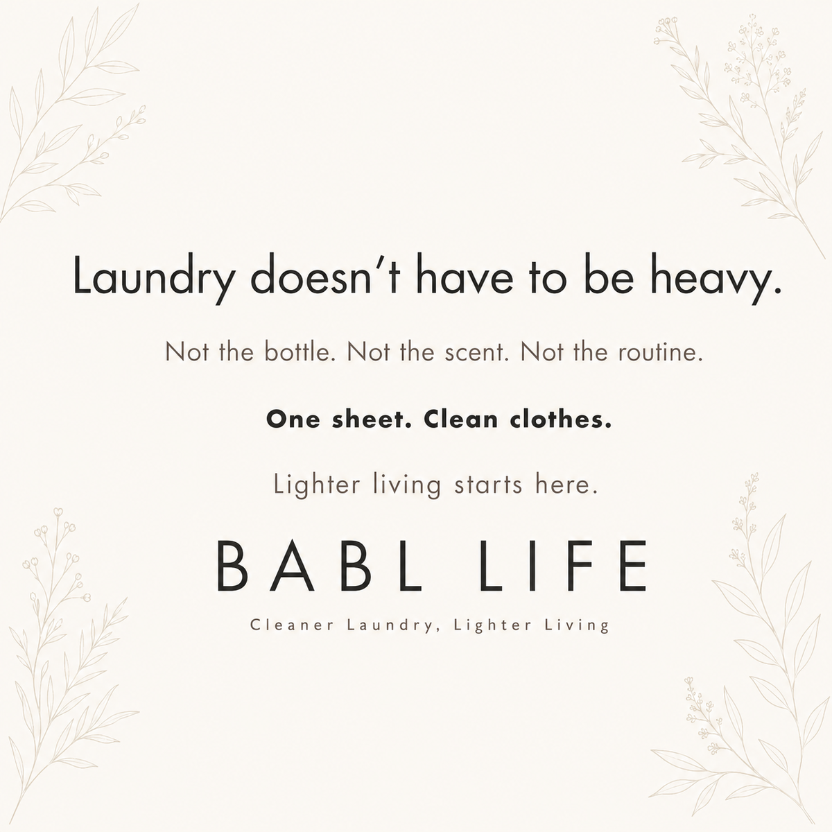 BABL LIFE Laundry Detergent Sheets (50 Count, Fragrance Free)