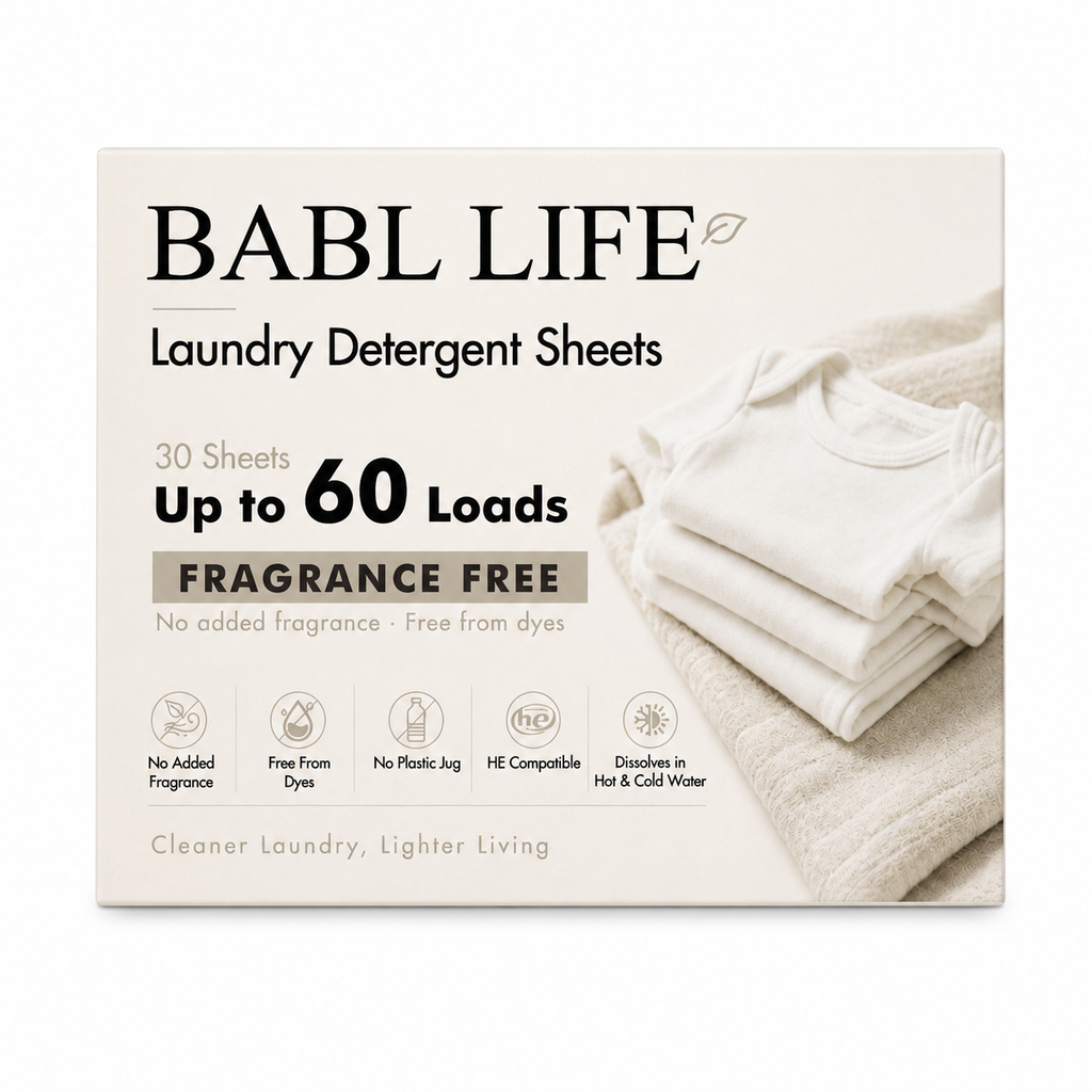 BABL LIFE Laundry Detergent Sheets (30 Count, Fragrance Free)